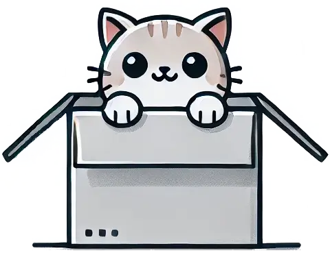 A cat inside a gray box