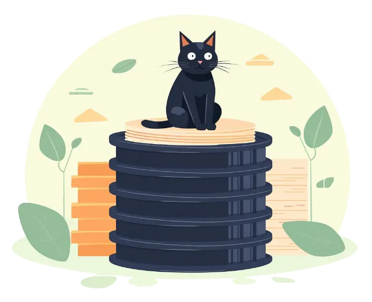 A cat is sitting on a database