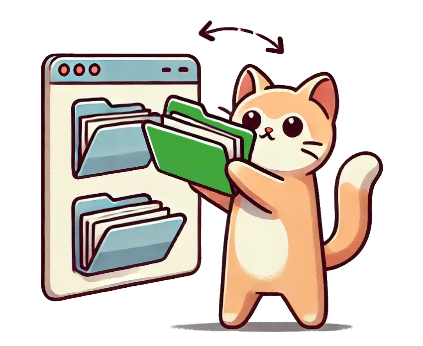 A cat replacing one file with another
