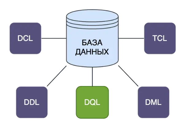 SQL command types with DQL type highlighted